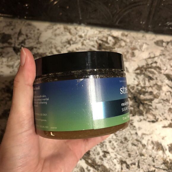 Bath Body Works Stress Relief Eucalyptus Basil 13 oz Sugar Scrub New BBW - Picture 4 of 10